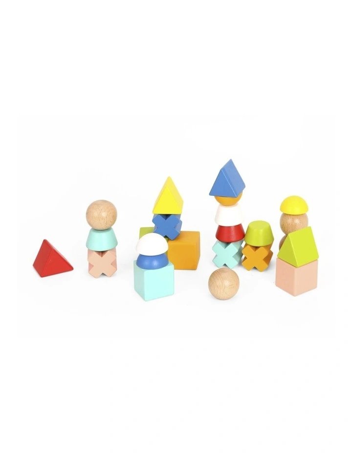 36pc Tooky Toy Stacking Blocks Logic Game Wooden Educational Toy Kids 3 image 2
