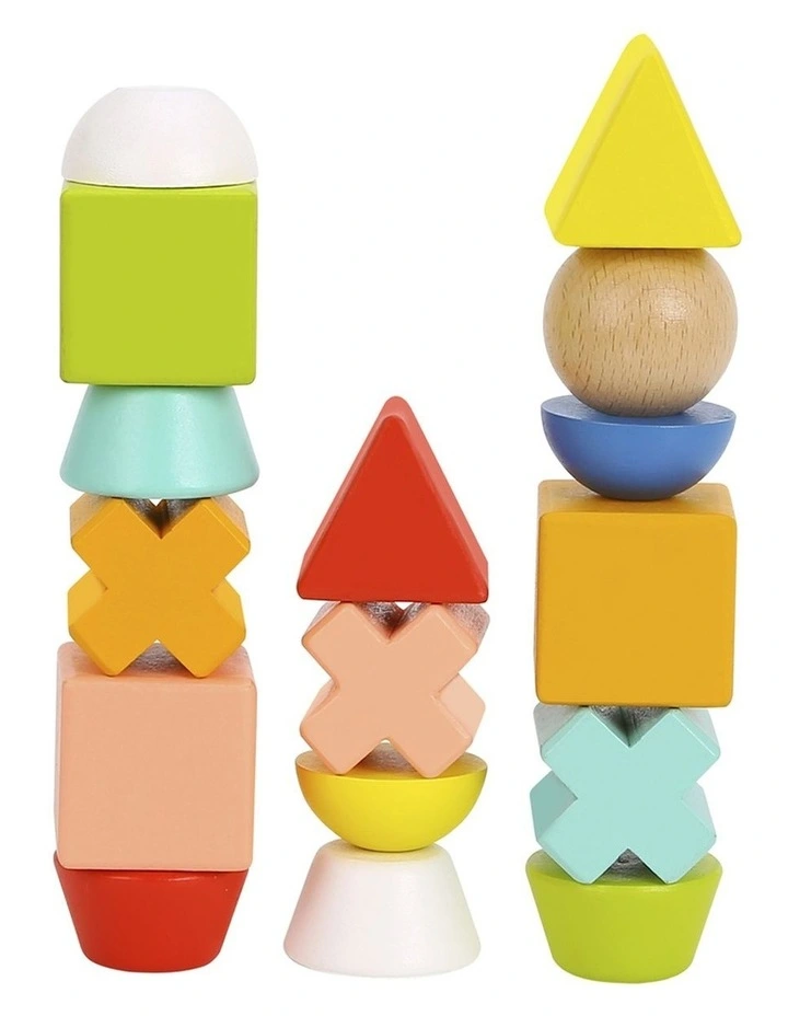36pc Tooky Toy Stacking Blocks Logic Game Wooden Educational Toy Kids 3 image 3