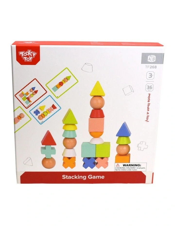 36pc Tooky Toy Stacking Blocks Logic Game Wooden Educational Toy Kids 3 image 4