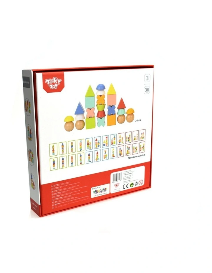 36pc Tooky Toy Stacking Blocks Logic Game Wooden Educational Toy Kids 3 image 5