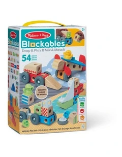 54pc Melissa & Doug Blockables Vehicles Wooden Blocks Kids Toy Play Set 2y 