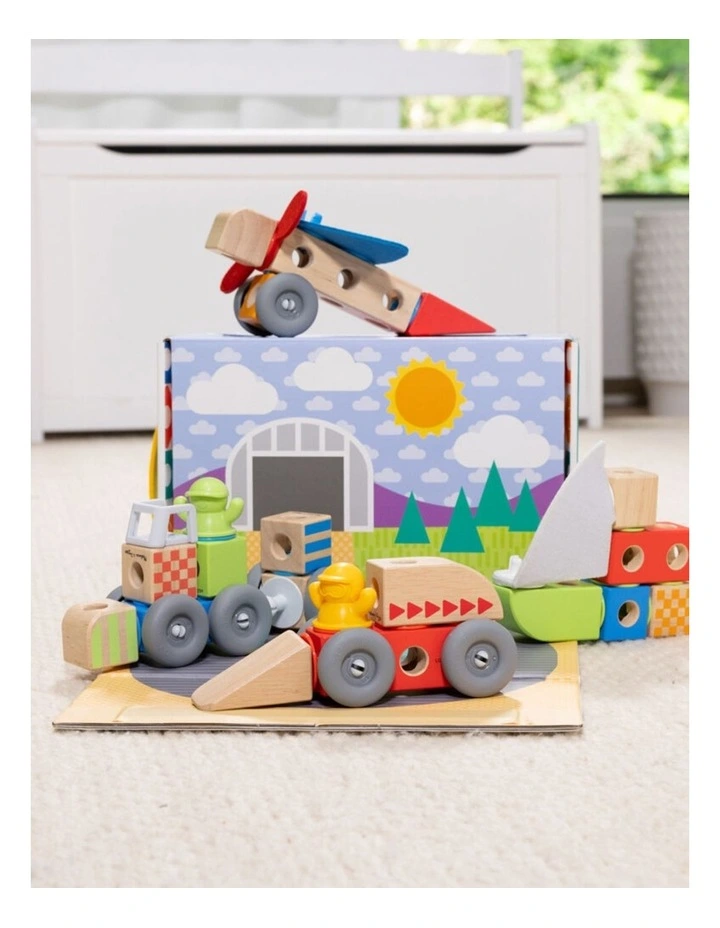 54pc Melissa & Doug Blockables Vehicles Wooden Blocks Kids Toy Play Set 2y image 4