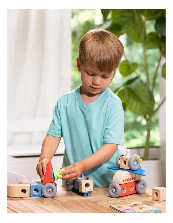 54pc Melissa & Doug Blockables Vehicles Wooden Blocks Kids Toy Play Set 2y image 5