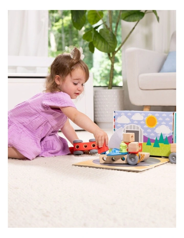 54pc Melissa & Doug Blockables Vehicles Wooden Blocks Kids Toy Play Set 2y image 6