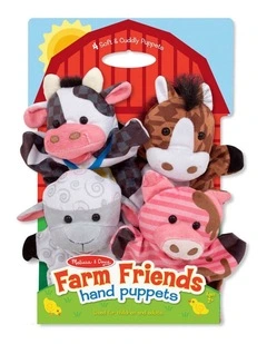 4pc Melissa & Doug Hand Puppets Farm Friends Kids Toy Role Play Game 2y 