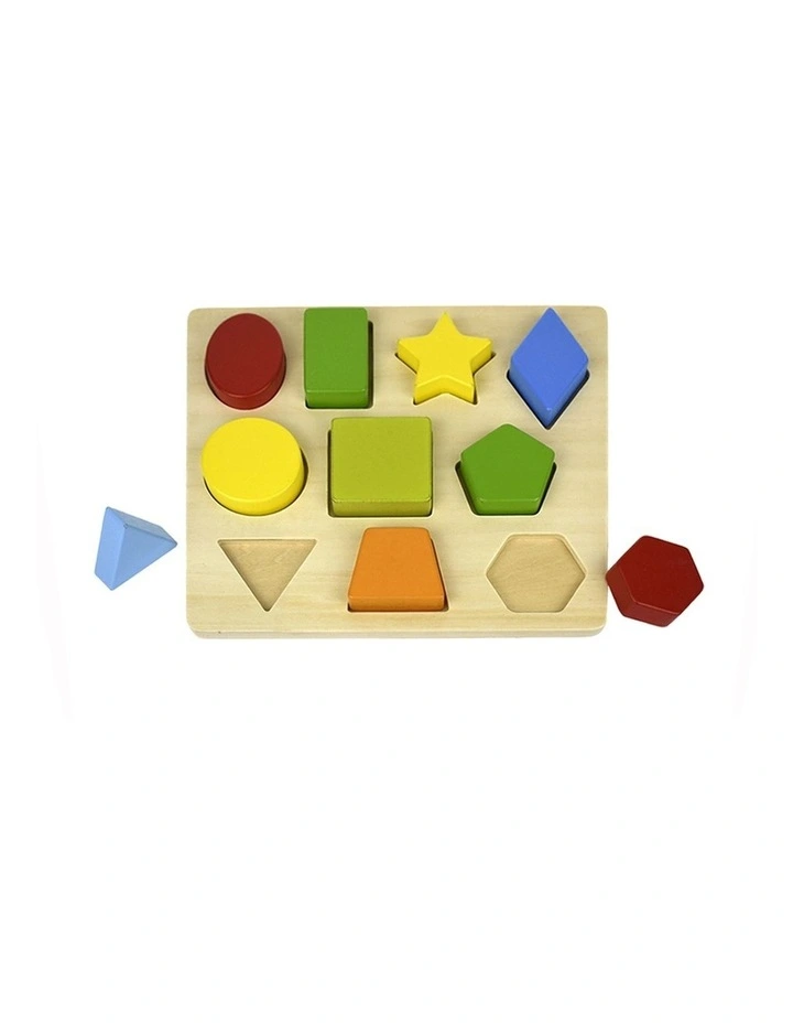 10pc Koala Dream Colours Shapes Wooden Puzzle Board Toy Kids 12m image 1
