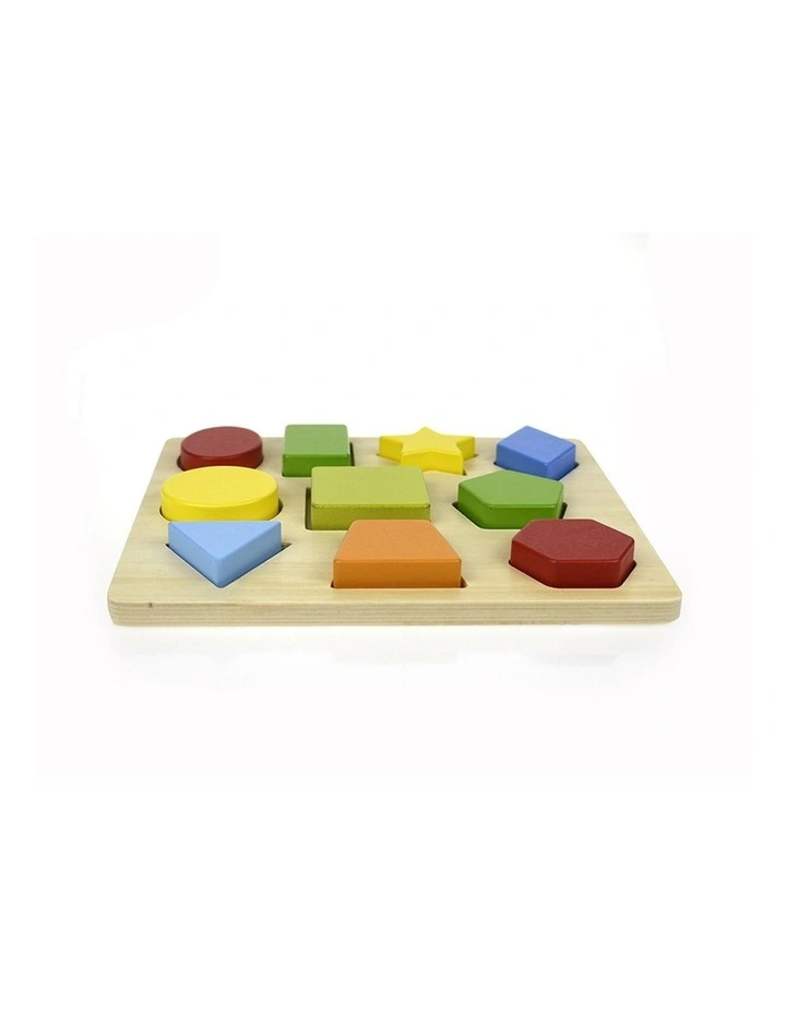 10pc Koala Dream Colours Shapes Wooden Puzzle Board Toy Kids 12m image 2