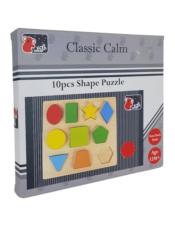 10pc Koala Dream Colours Shapes Wooden Puzzle Board Toy Kids 12m image 3