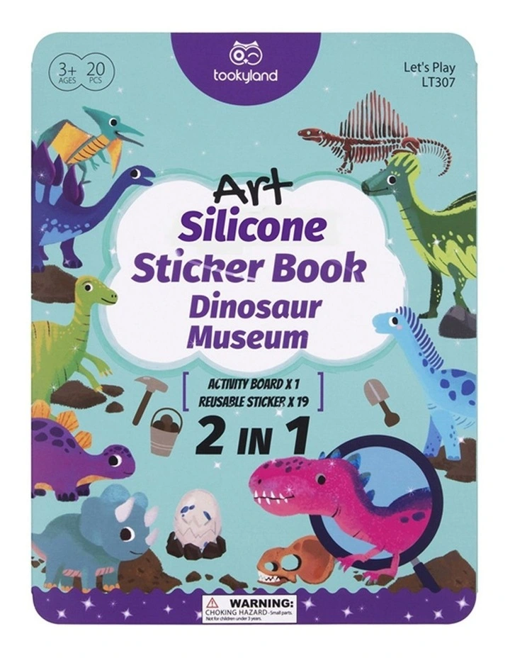 Tooky Toy Silicone Sticker Kids Activity Book Dinosaur Museum 19pcs 3 image 1