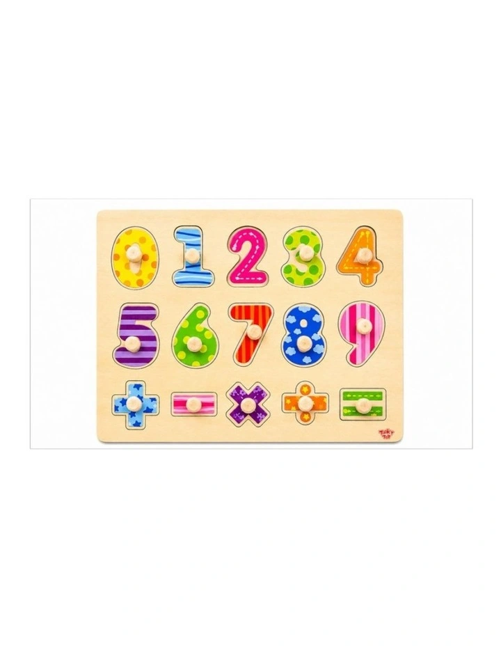 16pc Tooky Toy Wooden Numbers Maths Peg Puzzle Kids Educational Toy 3  image 2