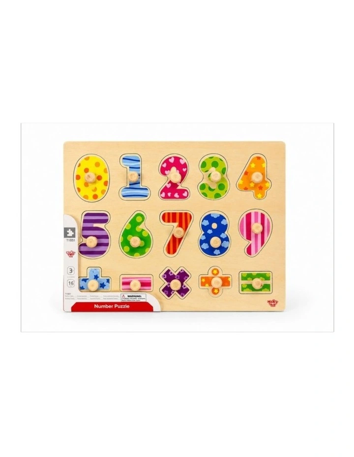 16pc Tooky Toy Wooden Numbers Maths Peg Puzzle Kids Educational Toy 3  image 3