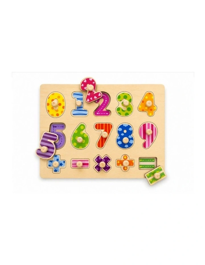 16pc Tooky Toy Wooden Numbers Maths Peg Puzzle Kids Educational Toy 3  image 4