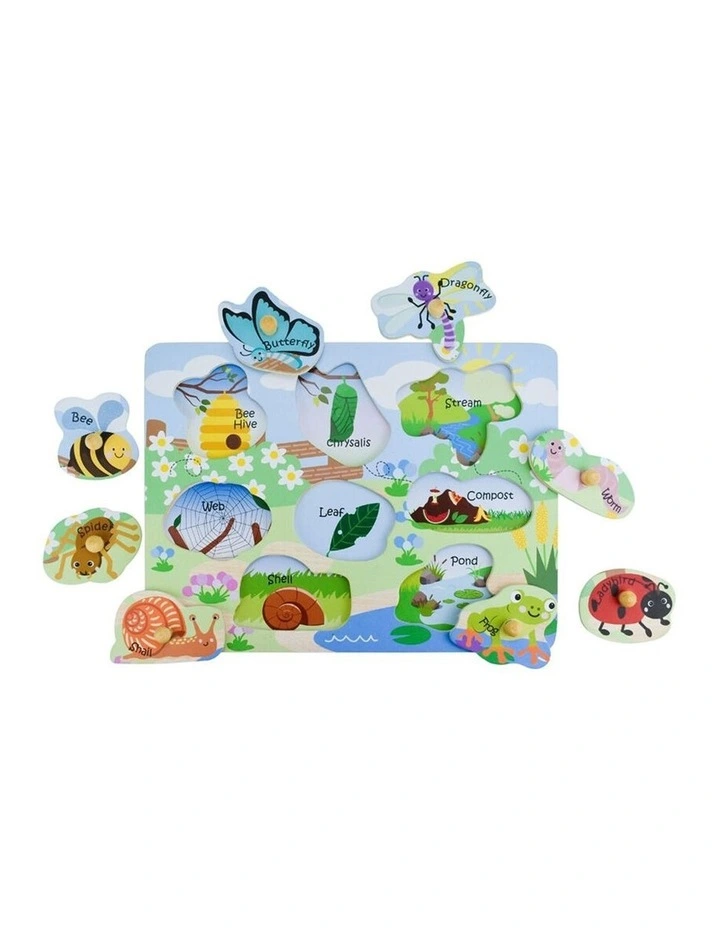 Koala Dream Wooden 2 In 1 Insects Homes Peg Puzzle Kids Toy 18m Durable image 1