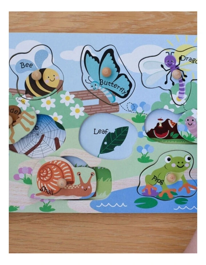 Koala Dream Wooden 2 In 1 Insects Homes Peg Puzzle Kids Toy 18m Durable image 2
