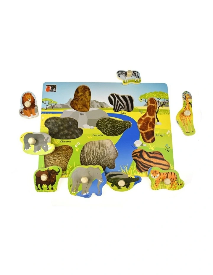 Koala Dream 2 In 1 Wild Animal Early Learning Wooden Peg Puzzle 18m image 1