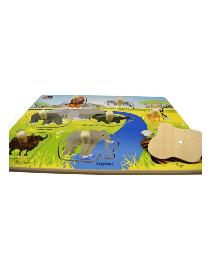 Koala Dream 2 In 1 Wild Animal Early Learning Wooden Peg Puzzle 18m image 2