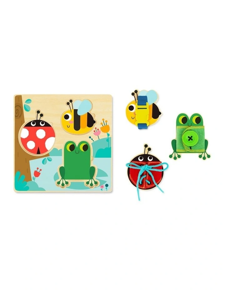 Tooky Toy Basic Skills Lacing Buttons Wooden Puzzle Board Educational 3 image 2