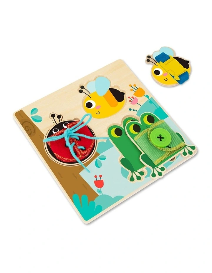 Tooky Toy Basic Skills Lacing Buttons Wooden Puzzle Board Educational 3 image 3