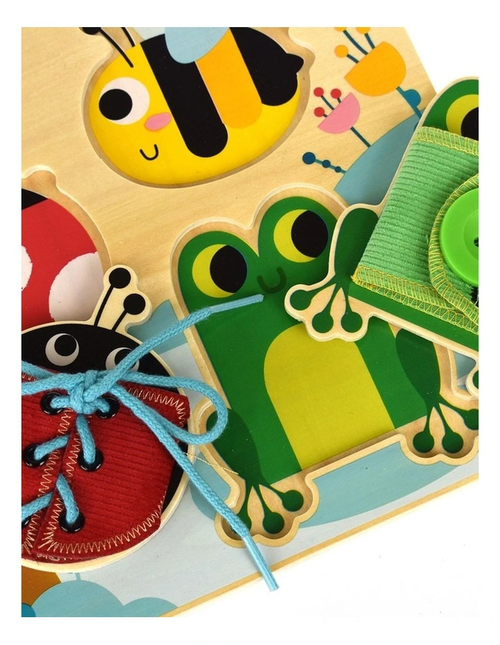 Tooky Toy Basic Skills Lacing Buttons Wooden Puzzle Board Educational 3 image 5