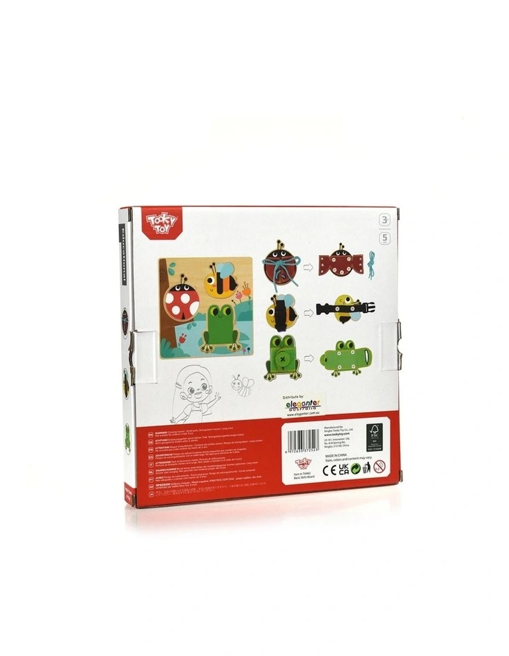 Tooky Toy Basic Skills Lacing Buttons Wooden Puzzle Board Educational 3 image 7