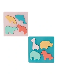Annabel Trends Silicone Puzzle Play Toy Teether Land Animals Set 12x4.5cm