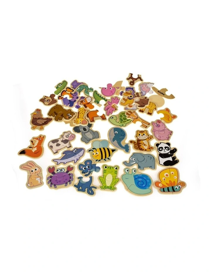 66pc Kaper Kidz Animal Matching Wooden 2-Piece Jigsaw Puzzle Kids 3 image 2