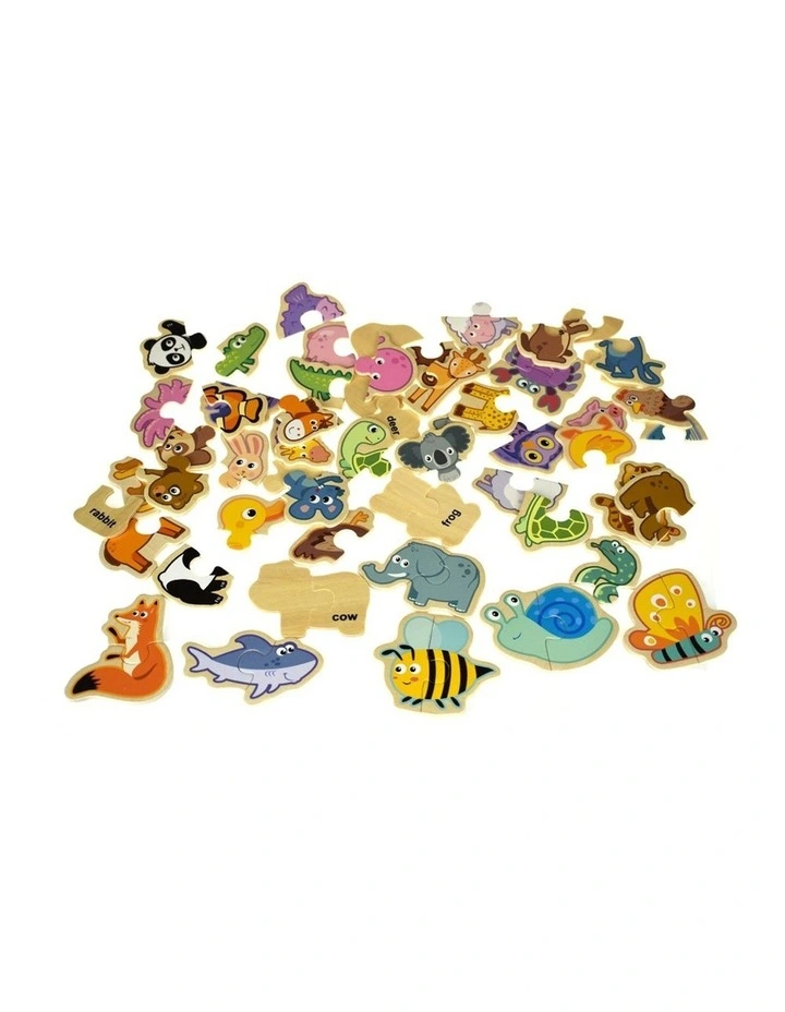 66pc Kaper Kidz Animal Matching Wooden 2-Piece Jigsaw Puzzle Kids 3 image 3