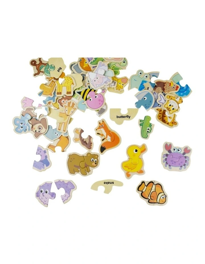 66pc Kaper Kidz Animal Matching Wooden 2-Piece Jigsaw Puzzle Kids 3 image 4