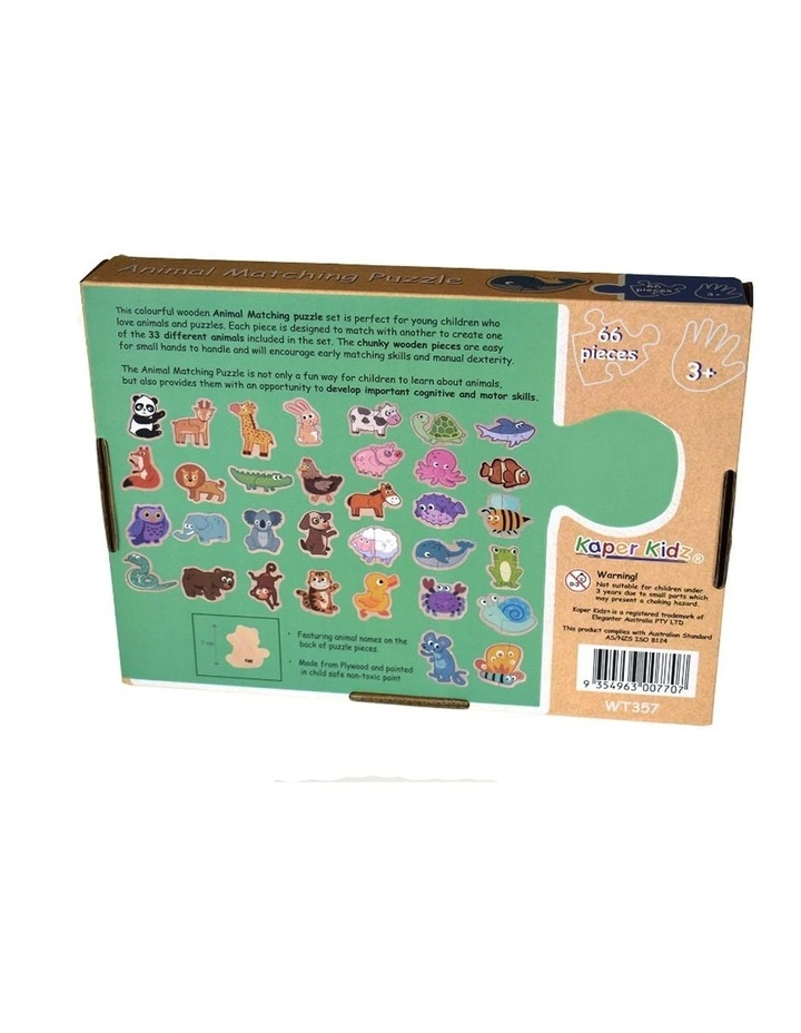 66pc Kaper Kidz Animal Matching Wooden 2-Piece Jigsaw Puzzle Kids 3 image 6