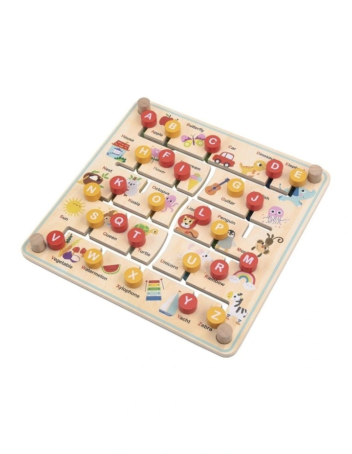 Tooky Toy Wooden Alphabet Farm Matching Maze Board Educational Toy Kids 3y image 1