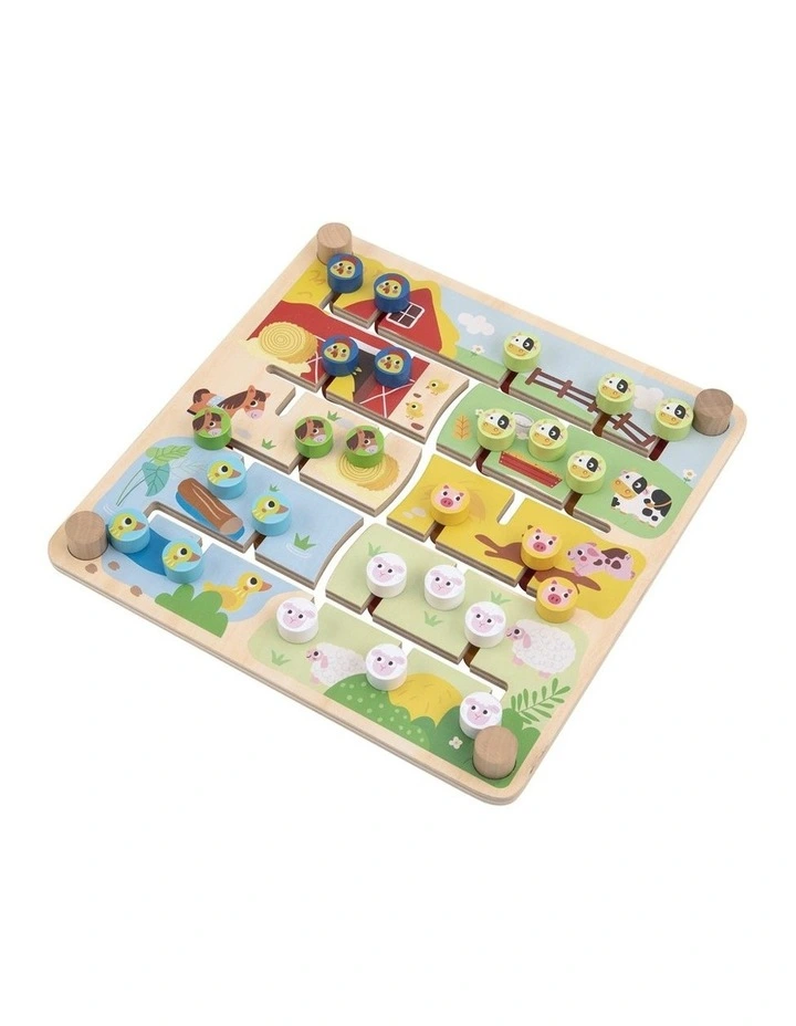 Tooky Toy Wooden Alphabet Farm Matching Maze Board Educational Toy Kids 3y image 2