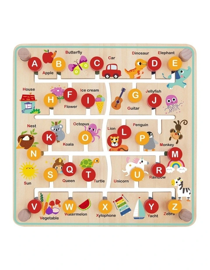Tooky Toy Wooden Alphabet Farm Matching Maze Board Educational Toy Kids 3y image 3