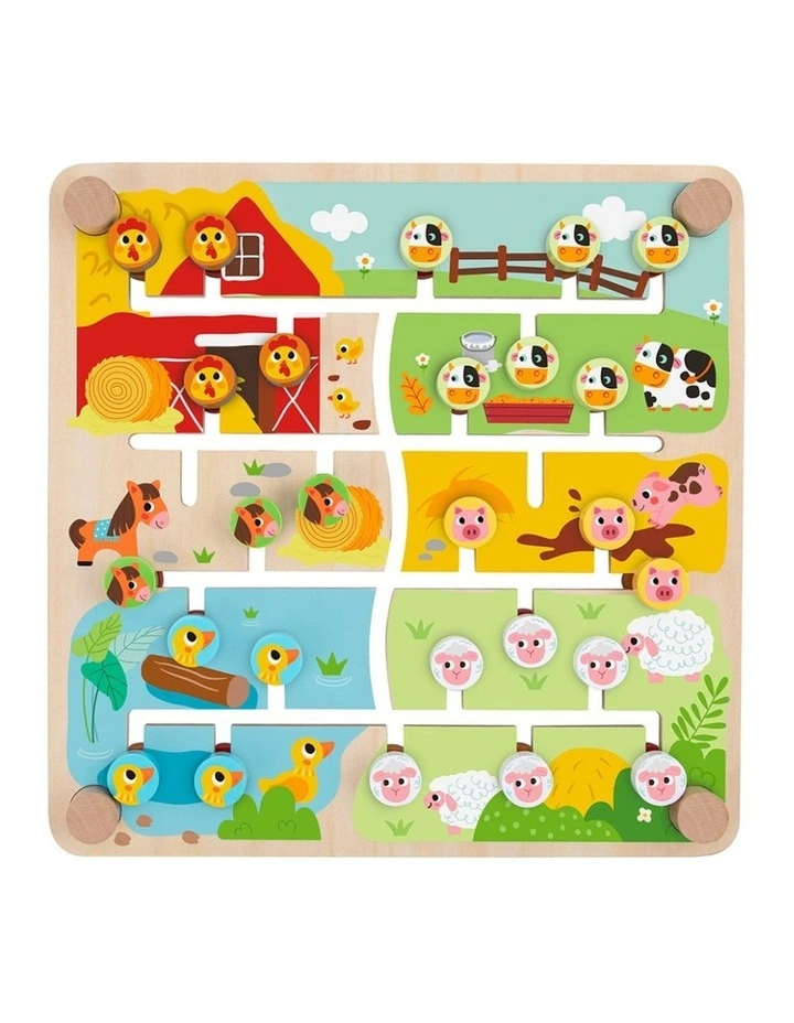 Tooky Toy Wooden Alphabet Farm Matching Maze Board Educational Toy Kids 3y image 4
