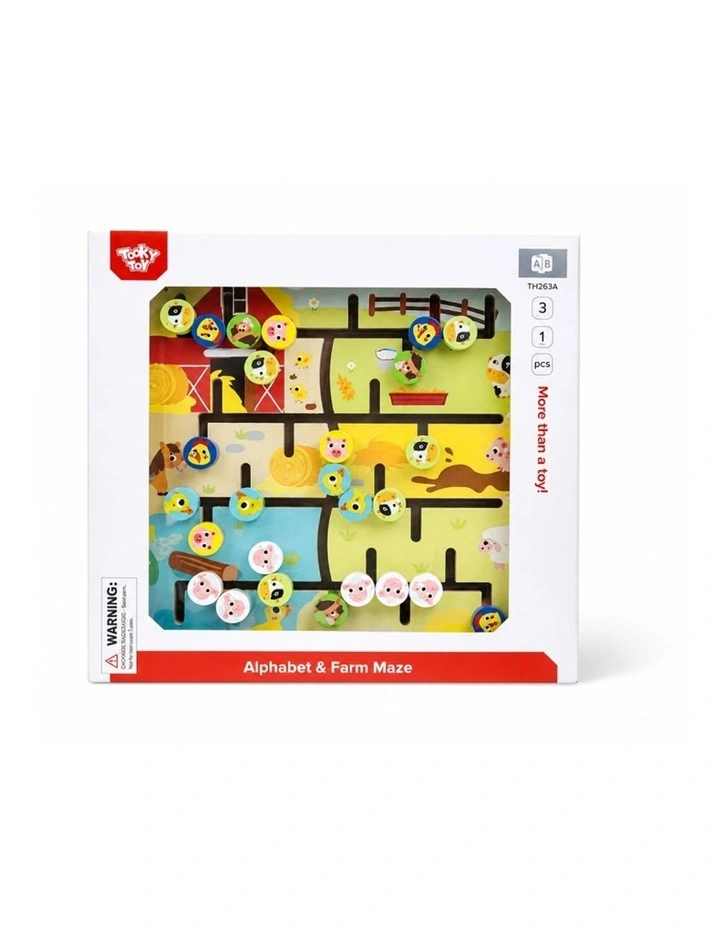 Tooky Toy Wooden Alphabet Farm Matching Maze Board Educational Toy Kids 3y image 6
