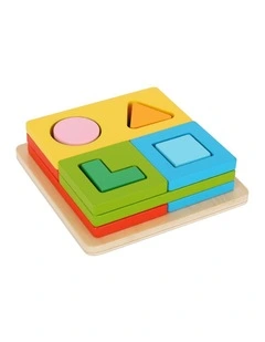 13pc Tooky Toy Multi-Shape Sorter Wooden Educational Toy Kids 2y 