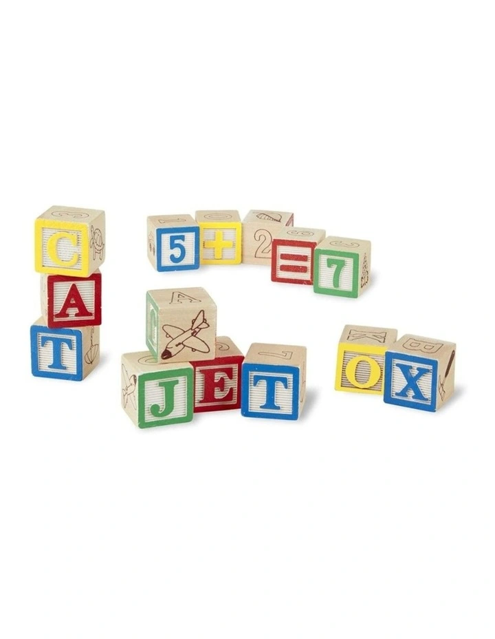 50pc Melissa & Doug Wooden ABC123 Blocks Kids Educational Toy 2y Pouch Included image 2