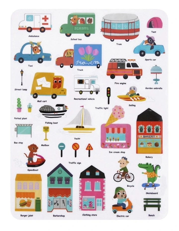 2PK Tooky Toy Silicone Sticker Book Dinosaur Museum & Busy City Kids 3y image 3