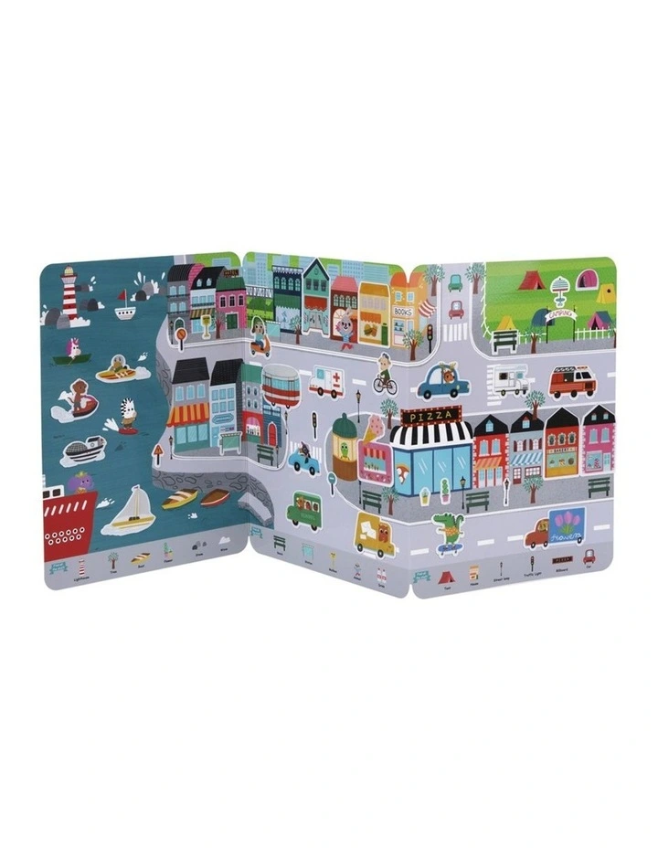 2PK Tooky Toy Silicone Sticker Book Dinosaur Museum & Busy City Kids 3y image 5
