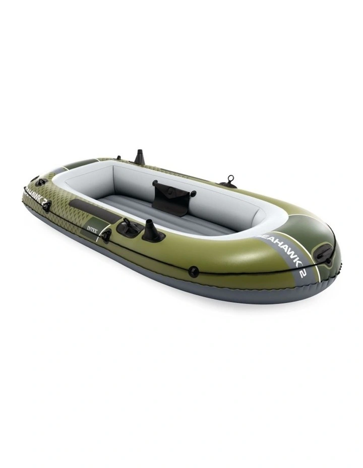 Intex Seahawk 2 Inflatable Boat Set Green Deluxe Oars High-Output Pump image 1