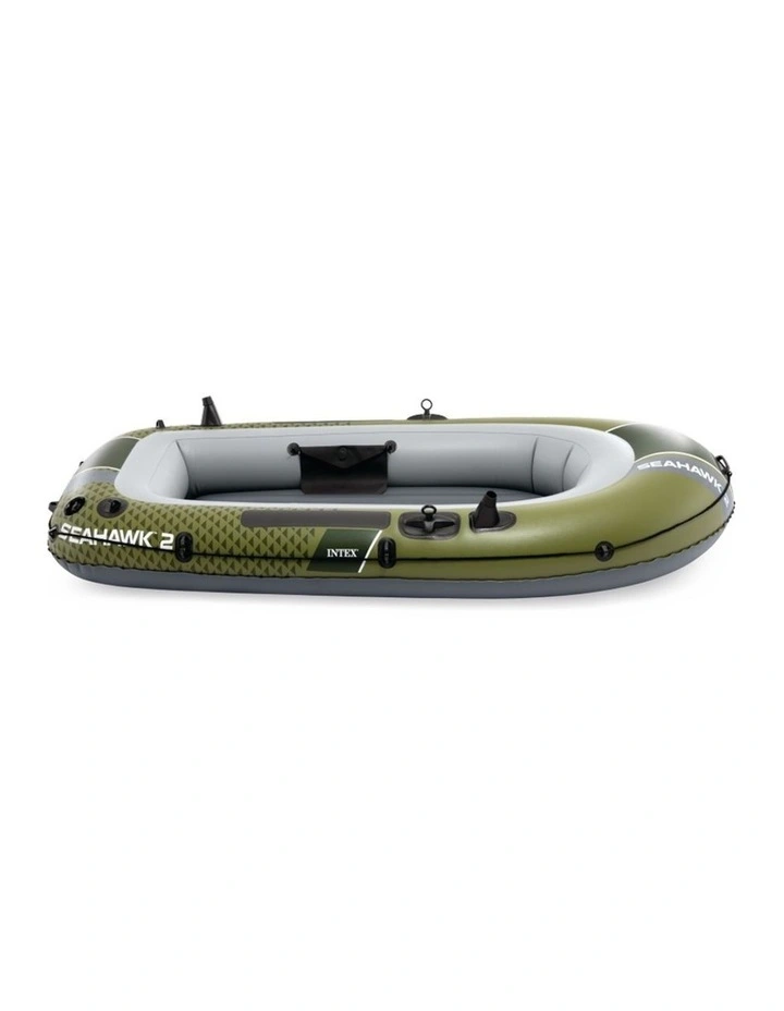 Intex Seahawk 2 Inflatable Boat Set Green Deluxe Oars High-Output Pump image 3