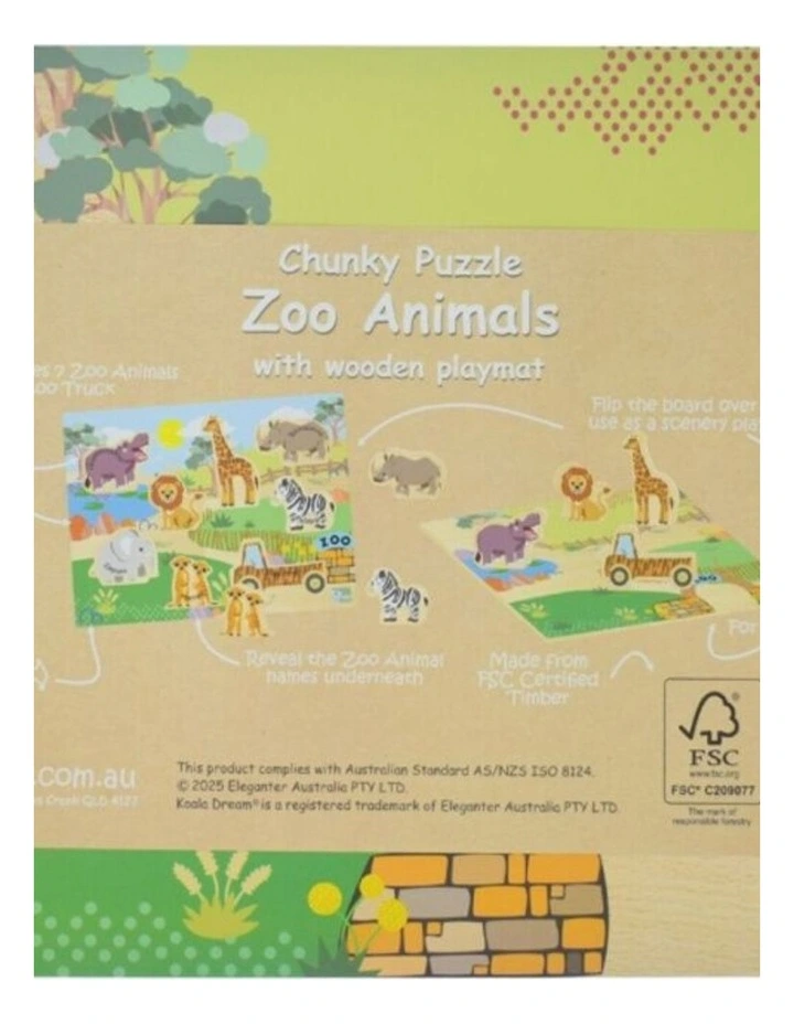 Koala Dream Wooden Chunky Zoo Animals Kids Educational Toy Puzzle 12m image 4