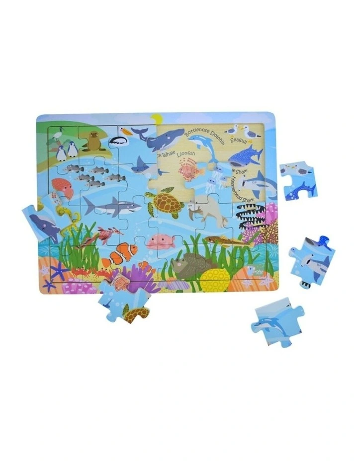 24pc Koala Dream Aussie Sea Animals And Their Names Jigsaw Puzzle 18m image 1