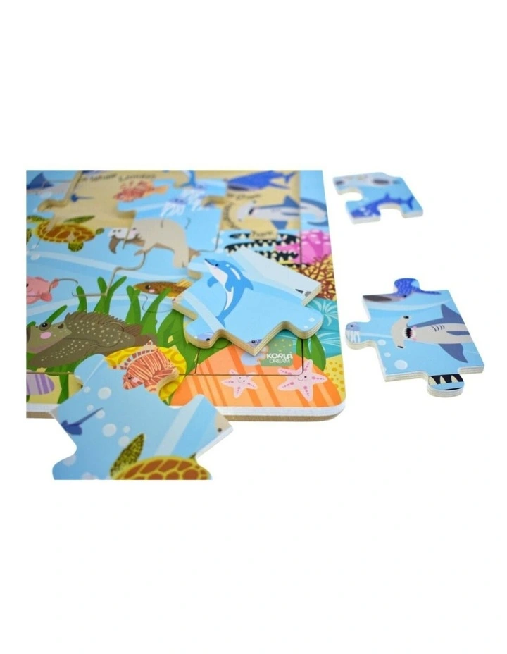 24pc Koala Dream Aussie Sea Animals And Their Names Jigsaw Puzzle 18m image 2