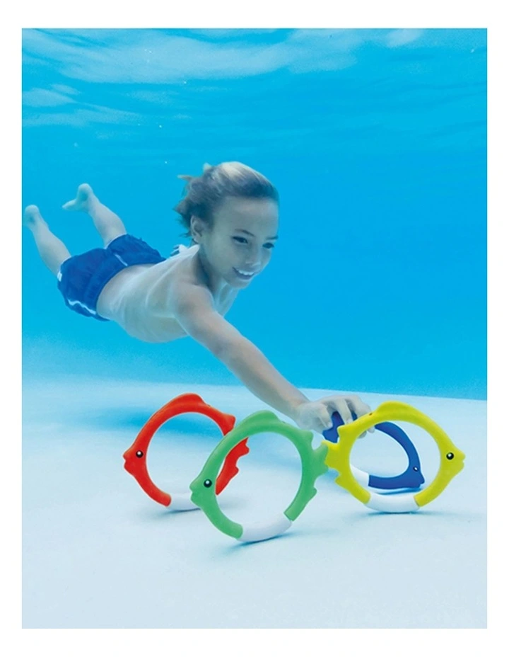 Intex Underwater Fish Rings Kids Pool Toys 6Y Colourful Set image 2