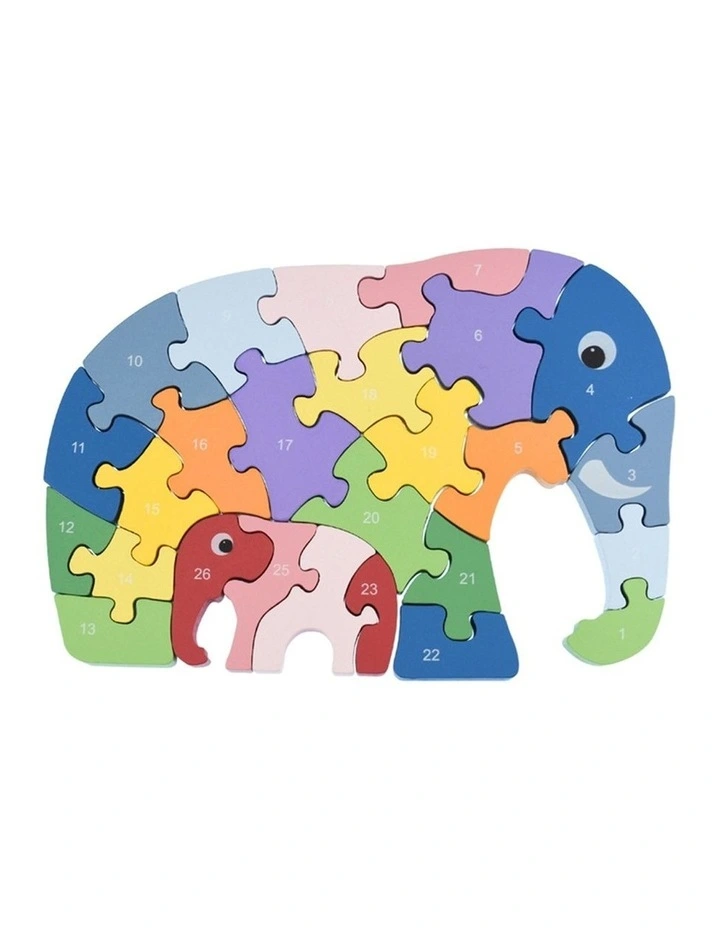 Kaper Kidz Elephant A-Z Chunky Kids Jigsaw Puzzle Wooden Toy 3 image 3