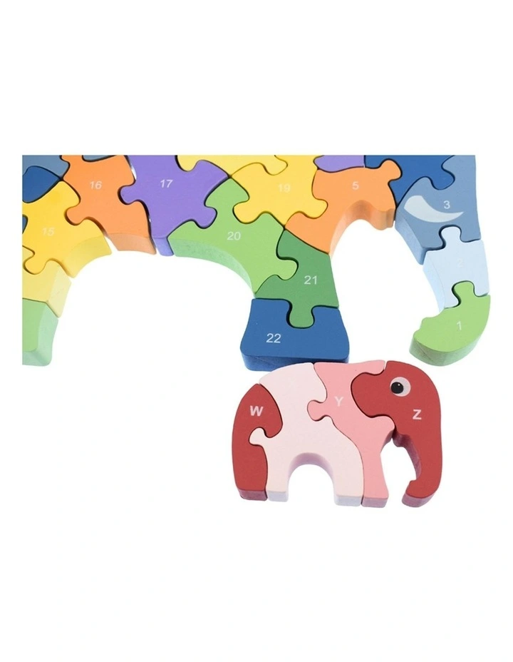 Kaper Kidz Elephant A-Z Chunky Kids Jigsaw Puzzle Wooden Toy 3 image 4