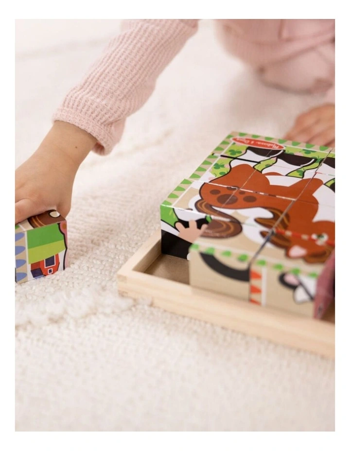 16pc Melissa & Doug Cube Puzzle Farm Animals Wooden Kids Toy Jigsaw 3y image 3