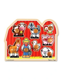 8pc Melissa & Doug Large Farm Jumbo Knob Wooden Puzzle Kids 12m 