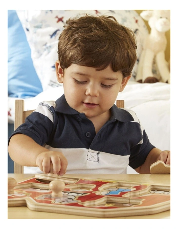 8pc Melissa & Doug Large Farm Jumbo Knob Wooden Puzzle Kids 12m image 3