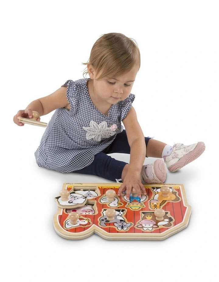 8pc Melissa & Doug Large Farm Jumbo Knob Wooden Puzzle Kids 12m image 4